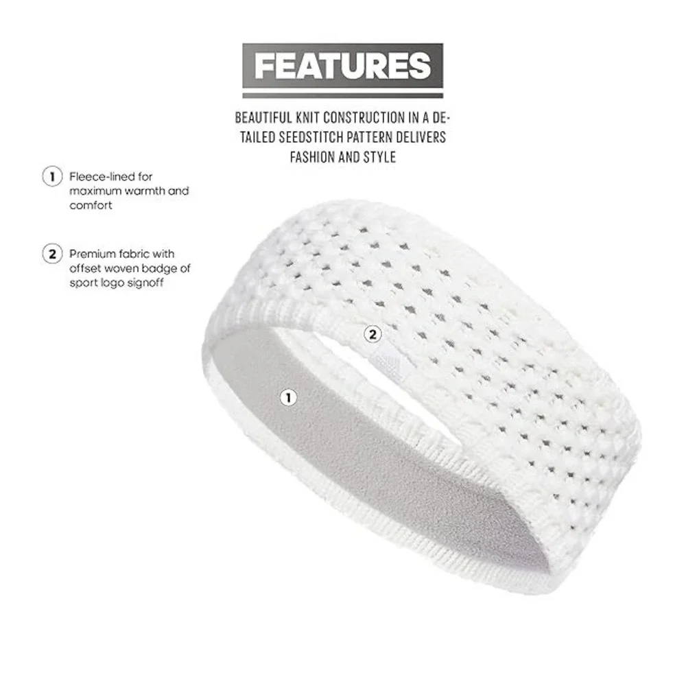 ADIDAS~One Size~Women's Fit White Crestline Fleece Lined Headband